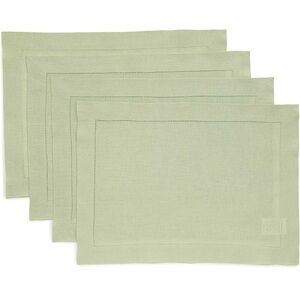 Solino Home Sage Green Linen Placemats Set of 4 –100% Pure Linen Cloth Placemats